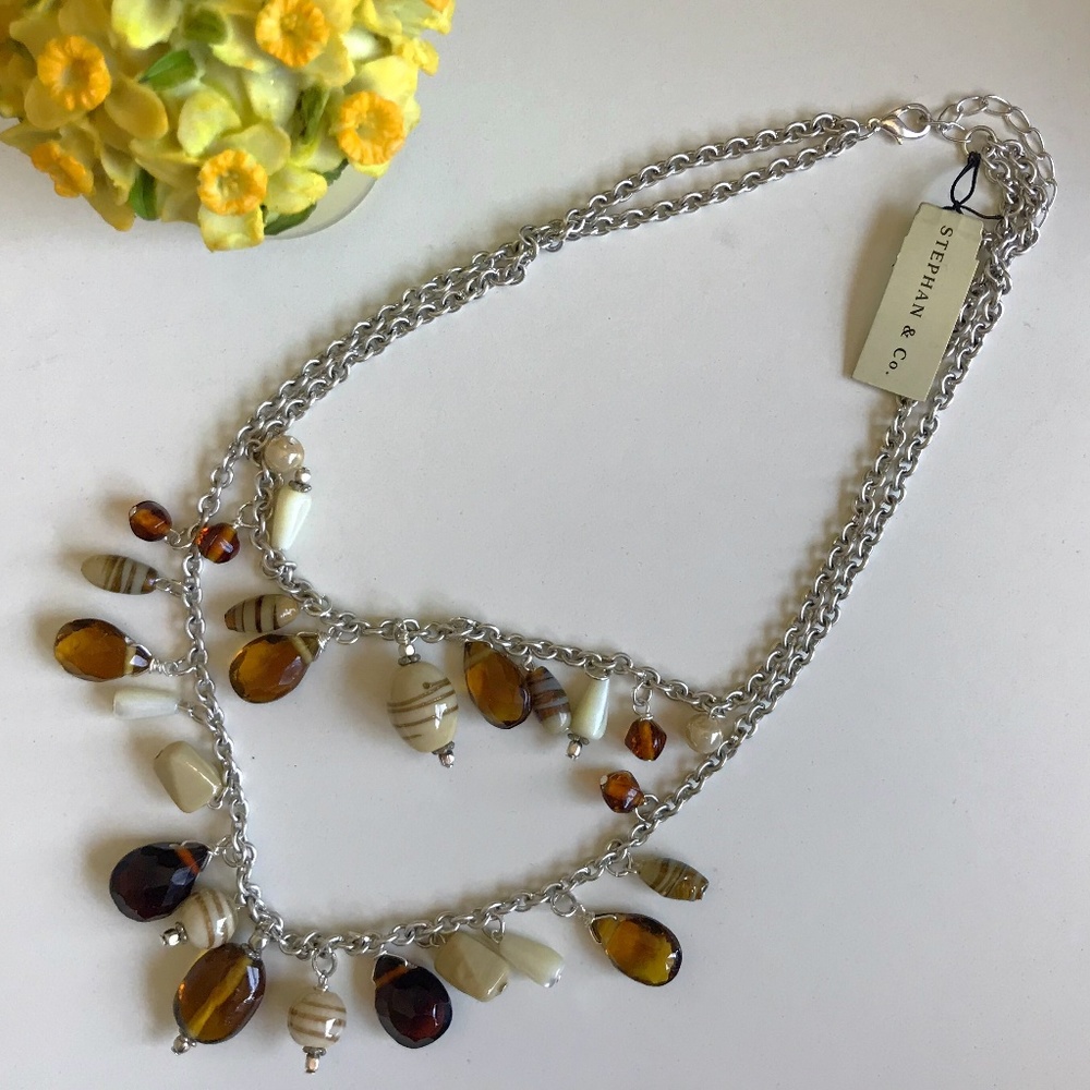 Layered Beaded Dangle Necklace